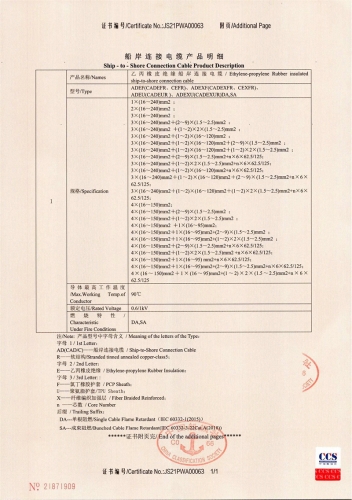 船用岸電連接電纜認(rèn)可證書4