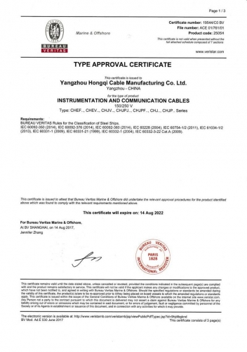 BV通信電纜證書1