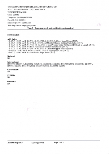 ABS電力電纜證書(shū)3