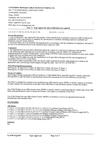 ABS通信電纜證書(shū)3